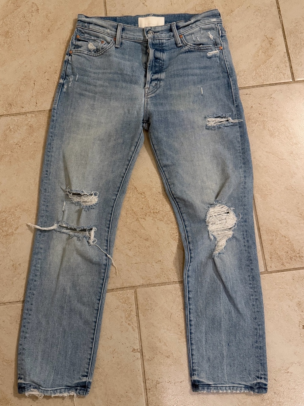 Mother Jeans Womens 26 The Scrapper Ankle Distressed Light Wash Superior
